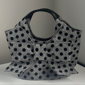 Kate Spade Gray Polka Dot Handbag with Black Handles